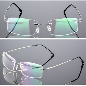 Classic Mens Titanium Rimless Glasses Frames , Spring Temple Myopia Optical Frame , Ultra-light Frameless Eyeglasses F858