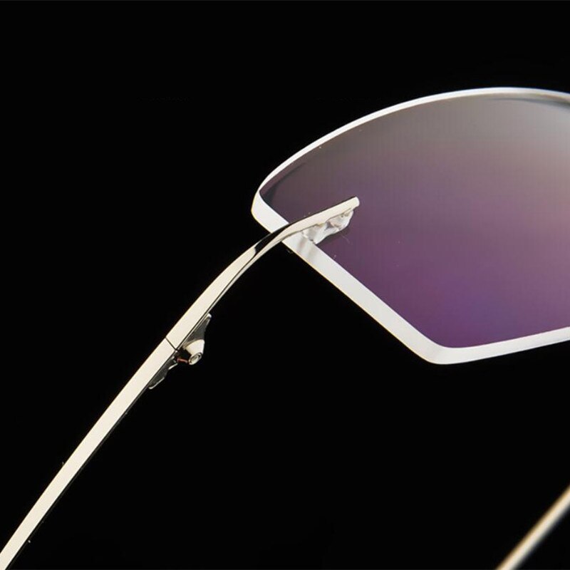 Classic Mens Titanium Rimless Glasses Frames , Spring Temple Myopia Op ...