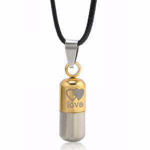 Classic Metal Urn Cremation Chain Necklace Ash Holder Keepsake Love Pill Pendant Necklaces Charm Jewelry For Women Men