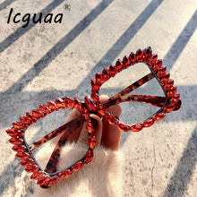 Load image into Gallery viewer, Classic Oversize Square Sunglasses Handmade Optical  Glasses Bling Tip Crystal Eye Wear Steampunk Sunglasses Oculos de sol