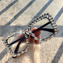 Load image into Gallery viewer, Classic Oversize Square Sunglasses Handmade Optical  Glasses Bling Tip Crystal Eye Wear Steampunk Sunglasses Oculos de sol