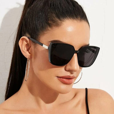 Classic Oversized Cat Eye Women‘s Sunglasses Goggles Vintage PC Frame Sun Glasses Colorful Reflective Coated Protection Eyewear