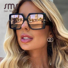 Load image into Gallery viewer, Classic Oversized Square Sunglasses Women 2023 Black Leopard Sun Glasses Female Gradient Vintage Big Shades UV400