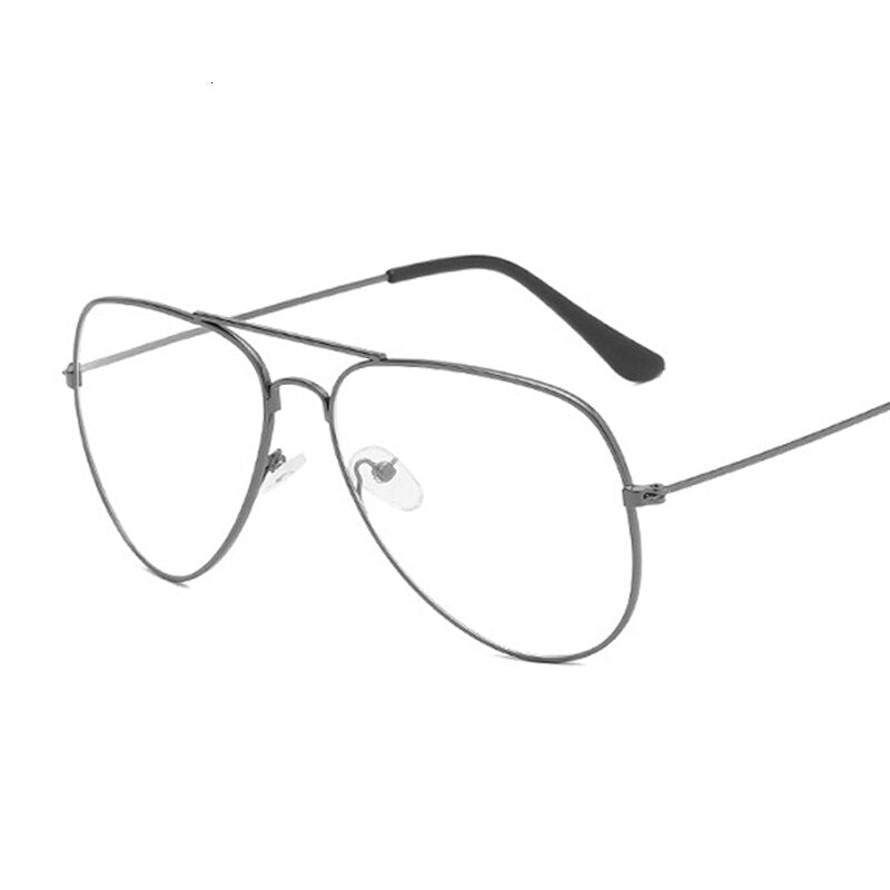 Classic Pilot Glasses Frame Clear Optical Eyeglasses Transparent Lens Metal Big Eyewear Unisex Brand Design Spectacle