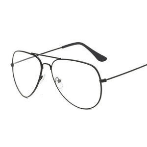 Classic Pilot Glasses Frame Clear Optical Eyeglasses Transparent Lens Metal Big Eyewear Unisex Brand Design Spectacle