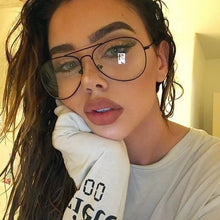Load image into Gallery viewer, Classic Pilot Glasses Frame Clear Optical Eyeglasses Transparent Lens Metal Big Eyewear Unisex Brand Design Spectacle