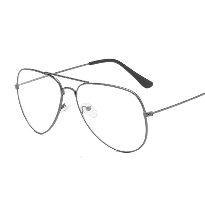 Classic Pilot Glasses Frame Clear Optical Eyeglasses Transparent Lens Metal Big Eyewear Unisex Brand Design Spectacle