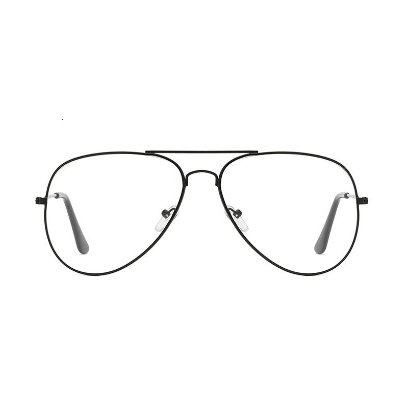 Classic Pilot Glasses Frame Clear Optical Eyeglasses Transparent Lens Metal Big Eyewear Unisex Brand Design Spectacle