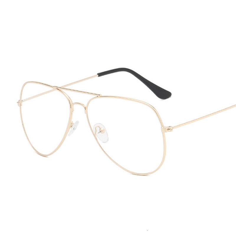 Classic Pilot Glasses Frame Clear Optical Eyeglasses Transparent Lens Metal Big Eyewear Unisex Brand Design Spectacle