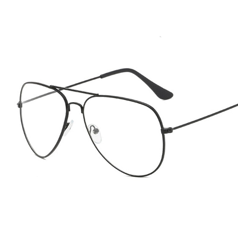 Classic Pilot Glasses Frame Clear Optical Eyeglasses Transparent Lens Metal Big Eyewear Unisex Brand Design Spectacle