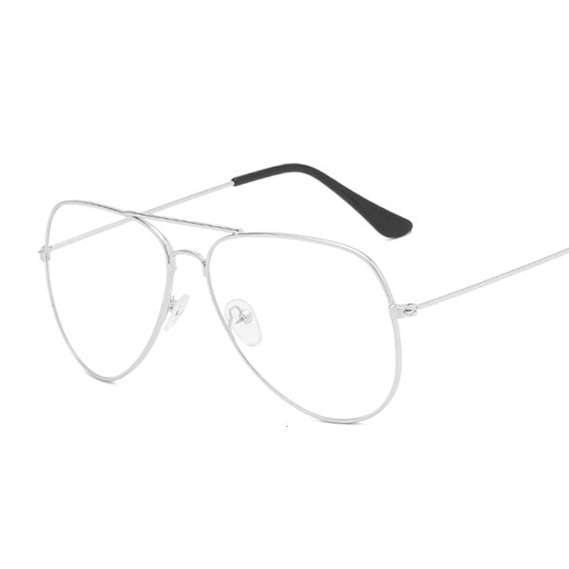 Classic Pilot Glasses Frame Clear Optical Eyeglasses Transparent Lens Metal Big Eyewear Unisex Brand Design Spectacle