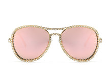 Load image into Gallery viewer, Classic Pilot Rhinestone Sunglasses Women   Crystal Decoration Eyewear Pink Clear Round Glasses gafas de sol mujer