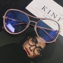 Load image into Gallery viewer, Classic Pilot Rhinestone Sunglasses Women   Crystal Decoration Eyewear Pink Clear Round Glasses gafas de sol mujer