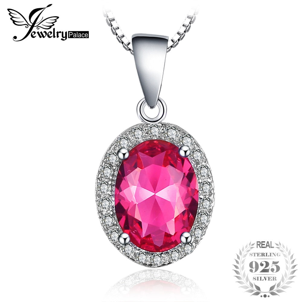 Classic Pink Created Sapphire Pendant 925 Sterling Silver Fine Jewelry New Arrival for Women Gift Without a Chain Birthd Gift