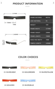 Classic Rectangle Semi-Rimless Sunglasses Sexy Women  Brand Designer  Metal Frame Colorful Lens Sun Glasses UV400