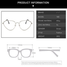 Load image into Gallery viewer, Classic Retro Cat Eye Metal Glasses Frame Sexy Pink Ladies Glasses Frame Men Optical Prescription Glasses