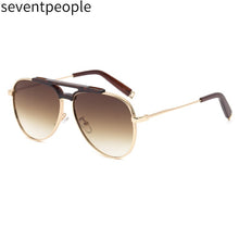 Carica l&#39;immagine nel visualizzatore di Gallery, Classic Retro Sunglasses Men 2023 Brand Designer Oval Metal Double Beam Mirror Toad Sun Glasses Gradient Shade Eyewear