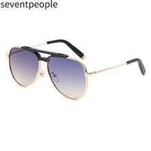 Carica l&#39;immagine nel visualizzatore di Gallery, Classic Retro Sunglasses Men 2023 Brand Designer Oval Metal Double Beam Mirror Toad Sun Glasses Gradient Shade Eyewear