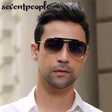 Carica l&#39;immagine nel visualizzatore di Gallery, Classic Retro Sunglasses Men 2023 Brand Designer Oval Metal Double Beam Mirror Toad Sun Glasses Gradient Shade Eyewear