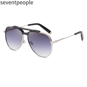 Classic Retro Sunglasses Men 2023 Brand Designer Oval Metal Double Beam Mirror Toad Sun Glasses Gradient Shade Eyewear