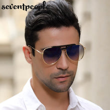 Carica l&#39;immagine nel visualizzatore di Gallery, Classic Retro Sunglasses Men 2023 Brand Designer Oval Metal Double Beam Mirror Toad Sun Glasses Gradient Shade Eyewear