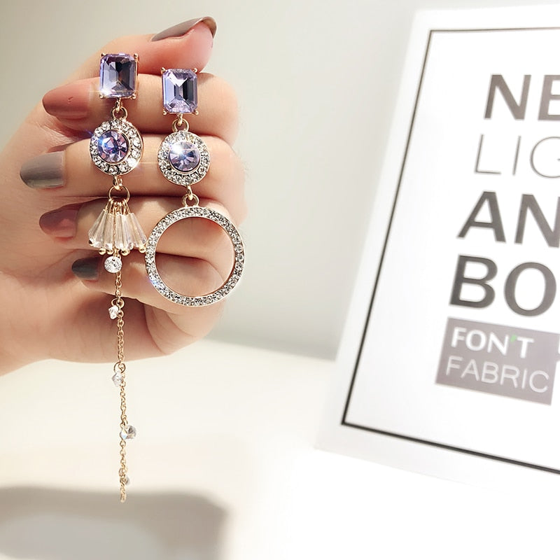 Classic Rhinestone Geometric Women Dangle Earrings Long Asymmetrical Earrings Earrings For Women Drops Earrings