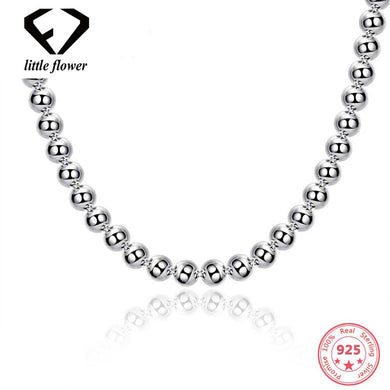 Classic Round Bead Chain Hollow Simple Necklace for Women or Men 925 Sterling Silver Korean Trendy Fashion Version Fine Jewelry