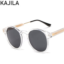 Carica l&#39;immagine nel visualizzatore di Gallery, Classic Round Sunglasses Men 2023  Brand Design Retro Grey Frame Sun Glasses For Women Gold Alloy Leg Unisex UV400