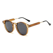 Carica l&#39;immagine nel visualizzatore di Gallery, Classic Round Sunglasses Men 2023  Brand Design Retro Grey Frame Sun Glasses For Women Gold Alloy Leg Unisex UV400