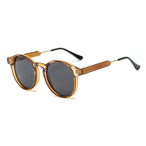 Classic Round Sunglasses Men 2023  Brand Design Retro Grey Frame Sun Glasses For Women Gold Alloy Leg Unisex UV400
