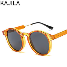 Carica l&#39;immagine nel visualizzatore di Gallery, Classic Round Sunglasses Men 2023  Brand Design Retro Grey Frame Sun Glasses For Women Gold Alloy Leg Unisex UV400