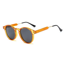Carica l&#39;immagine nel visualizzatore di Gallery, Classic Round Sunglasses Men 2023  Brand Design Retro Grey Frame Sun Glasses For Women Gold Alloy Leg Unisex UV400