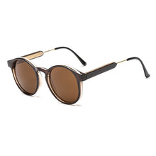 Carica l&#39;immagine nel visualizzatore di Gallery, Classic Round Sunglasses Men 2023  Brand Design Retro Grey Frame Sun Glasses For Women Gold Alloy Leg Unisex UV400
