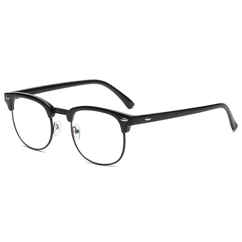 Classic Semi Rimless Glasses Men Women Retro Anti Blue Light Square Eyewear Frame Clear Lens Computer Optical Eyeglasses