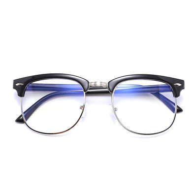 Classic Semi Rimless Glasses Men Women Retro Anti Blue Light Square Eyewear Frame Clear Lens Computer Optical Eyeglasses