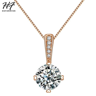 Gioielli da sposa con ciondolo alla moda in colore oro rosa con zirconi classici e semplici, realizzati con cristallo austriaco N426 N427 