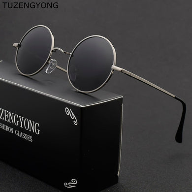 Occhiali da sole rotondi classici Steampunk Uomo Donna Montatura in metallo polarizzato anti-UV Designer di marca Occhiali da sole retrò Specchio UV400 Oculos