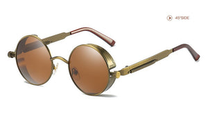 Classic Steampunk Sun Glasses Polarized Men's and Women's Brand Designer Retro Round Metal Frame Sunglasses  UV400