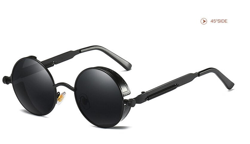 Classic Steampunk Sun Glasses Polarized Men's and Women's Brand Designer Retro Round Metal Frame Sunglasses  UV400