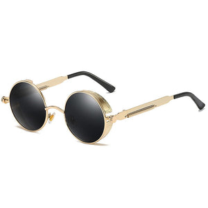 Classic Steampunk Sun Glasses Polarized Men's and Women's Brand Designer Retro Round Metal Frame Sunglasses  UV400