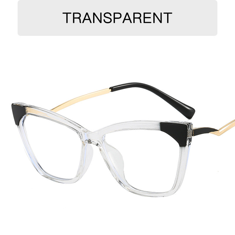 Classic Triangular Cat Eye Glasses Tightening Legs Optical TR90 Sunglasses Irregular Stitching Color Office Sunglasses