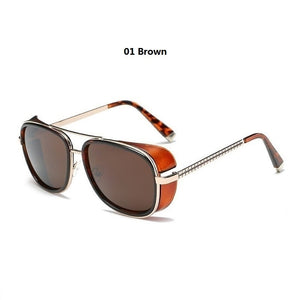 Classic Vintage Steampunk Glasses Iron Man 3 Tony Stark Square Sunglasses Men Women Designer Sun Glasses Men's Windproof Goggles