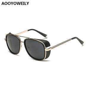 Classic Vintage Steampunk Glasses Iron Man 3 Tony Stark Square Sunglasses Men Women Designer Sun Glasses Men's Windproof Goggles