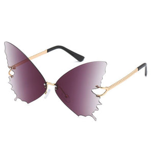 Classic large butterfly gradient sunglasses for women men 2023  brand design frameless sun glasses lunette de soleil femme