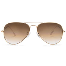 Load image into Gallery viewer, Classic pilot sunglasses for women men crystal glass mirror lens brown gradient