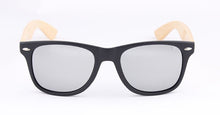 Load image into Gallery viewer, Classical Wooden Sunglasses, Black Plastic Frame Gray UV400 HD Lens Sun Glasses Wood Arm Retro UV400 Bamboo Sunglasses with Logo