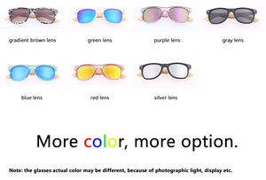 Classical Wooden Sunglasses, Black Plastic Frame Gray UV400 HD Lens Sun Glasses Wood Arm Retro UV400 Bamboo Sunglasses with Logo