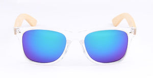 Classical Wooden Sunglasses, Black Plastic Frame Gray UV400 HD Lens Sun Glasses Wood Arm Retro UV400 Bamboo Sunglasses with Logo