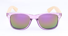 Load image into Gallery viewer, Classical Wooden Sunglasses, Black Plastic Frame Gray UV400 HD Lens Sun Glasses Wood Arm Retro UV400 Bamboo Sunglasses with Logo