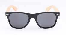 Load image into Gallery viewer, Classical Wooden Sunglasses, Black Plastic Frame Gray UV400 HD Lens Sun Glasses Wood Arm Retro UV400 Bamboo Sunglasses with Logo